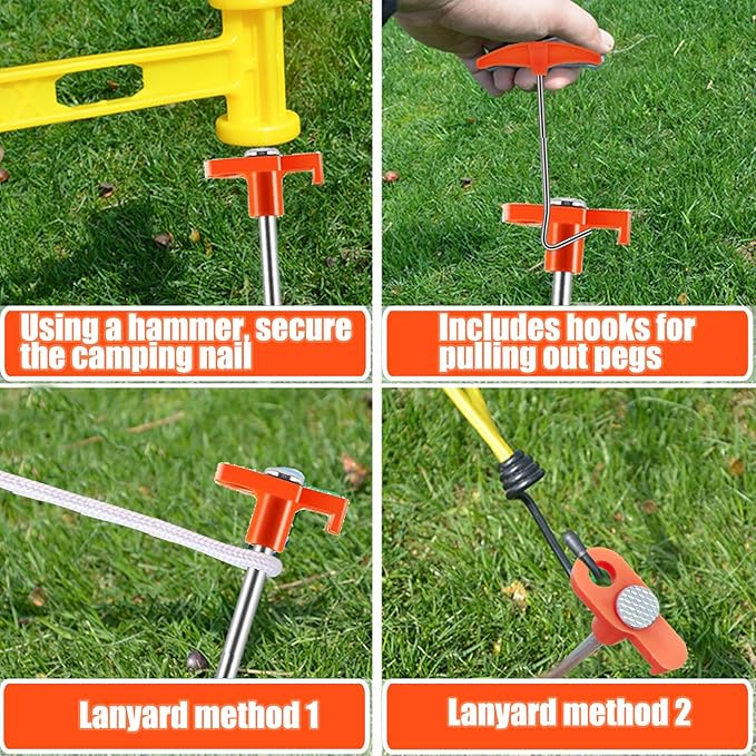 smillixin 23 Pack Tent Stakes Heavy Duty,10 Inch Non-Rust Metal Tent Pegs Camping Stakes,Ground