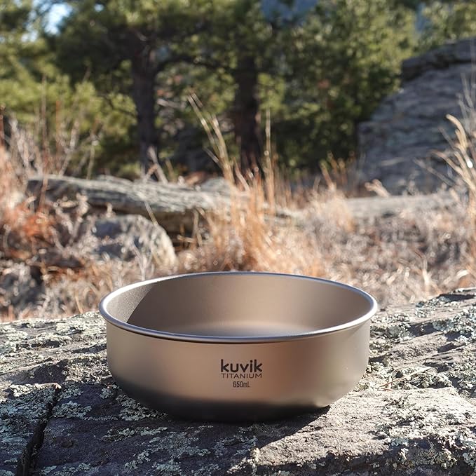 Kuvik Titanium Bowl 650ml (22 oz) - Ultralight and Compact Bowl for Backpacking, Camping, and