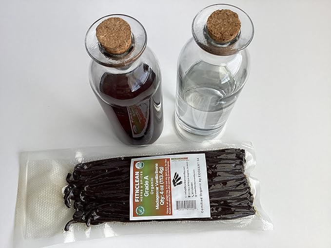 4oz Organic Madagascar Vanilla Beans Grade A. Certified USDA Organic. 6"-8" by FITNCLEAN VANILLA.