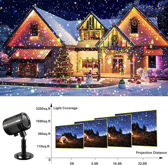 Christmas Laser Projector Light Outdoor: RGB 3 Colors Firefly Moving Laser Lights, IP65 Waterproof