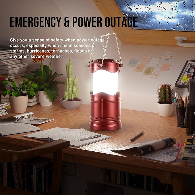 Lichamp LED Camping Lantern, 4 Pack Battery Powered Flashlight for Power Outages, Portable