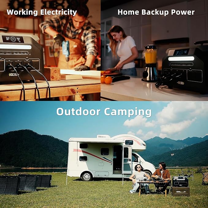 IEE P2400 Portable Power Station with 1x400W Solar Panel,2400W AC Outlet(Peak 5000W),1800W 1.2H