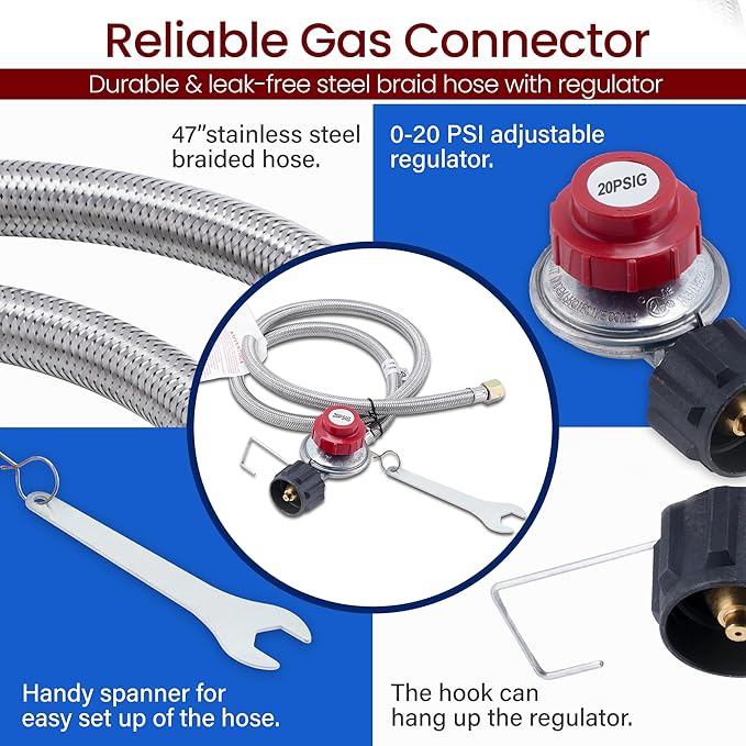 ARC Advanced Royal Champion ARC Propane Burner, 200,000 BTU Propane Stove with 0-20 PSI Regulator