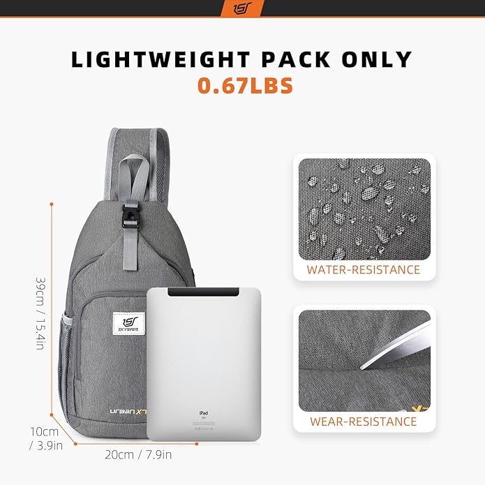 SKYSPER Sling Bag RFID Crossbody Sling Backpack Cross Body Shoulder Bag Travel Hiking Daypack for