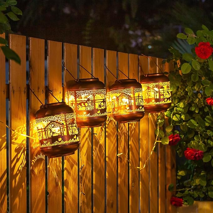 2 Pack French Bulldog Solar Lanterns Outdoor Waterproof,Hanging Solar Lights French Bulldog Gifts