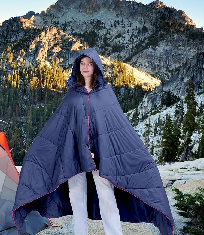 Outdoor Puffy Camping Blanket, Lightweight Down Alternative Puffy Waterproof Stadium Blanket with