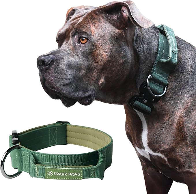 Spark Paws Tactical Dog Collar - Heavy Duty, Premium Quality, Thick and Durable for Large and