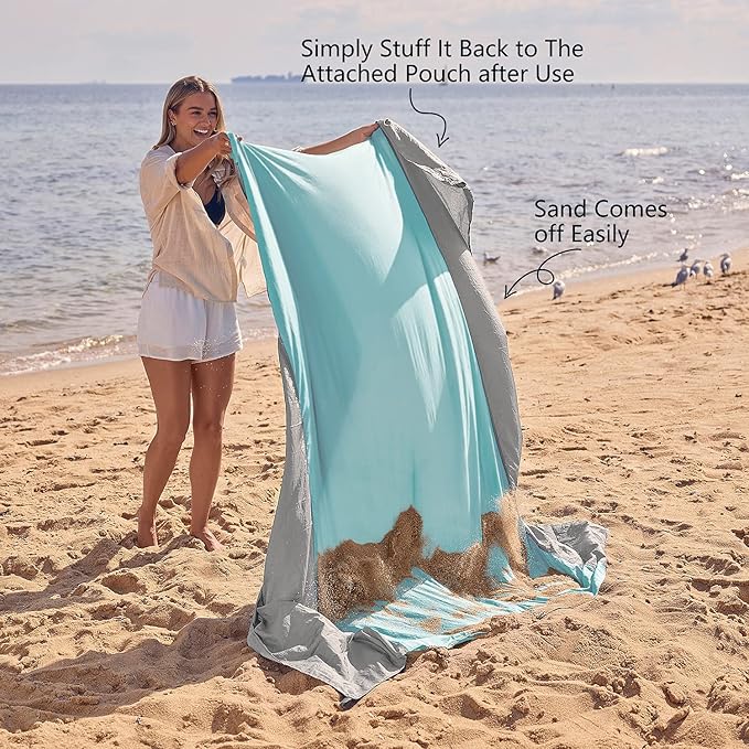 WEKAPO Beach Blanket Sandproof Waterproof, Extra Large Beach Mat, Oversized & Compact Sand Free Mat