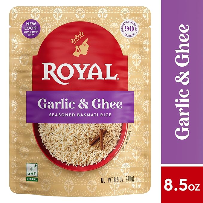 Royal Garlic & Ghee Seasoned Basmati Rice, No Artificial Flavors, Vegetarian Friendly, Gluten Free