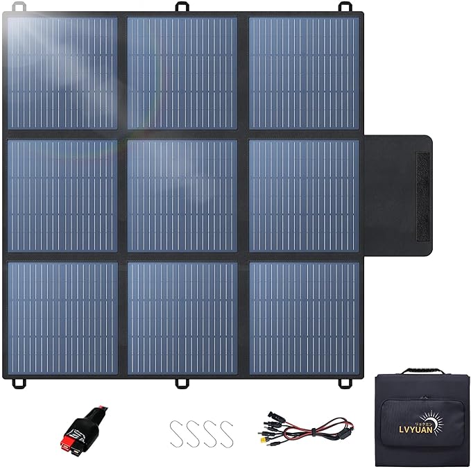 LVYUAN 200W Portable Solar Panel, 20V Foldable Pillow-Sized Solar Panel IP65 Waterproof, Upgraded