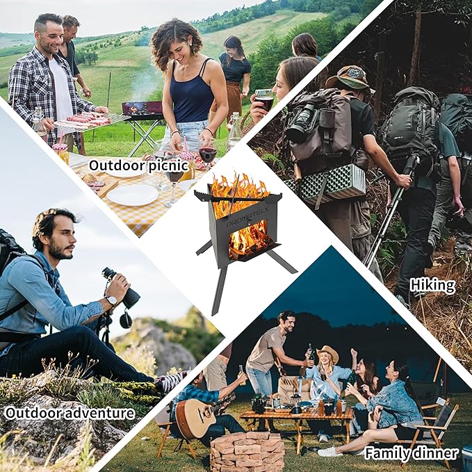Portable Tripod Camping Stove,Wood-Burning Rocket Stove with Carry Bag, Ideal for Camping, Backyard