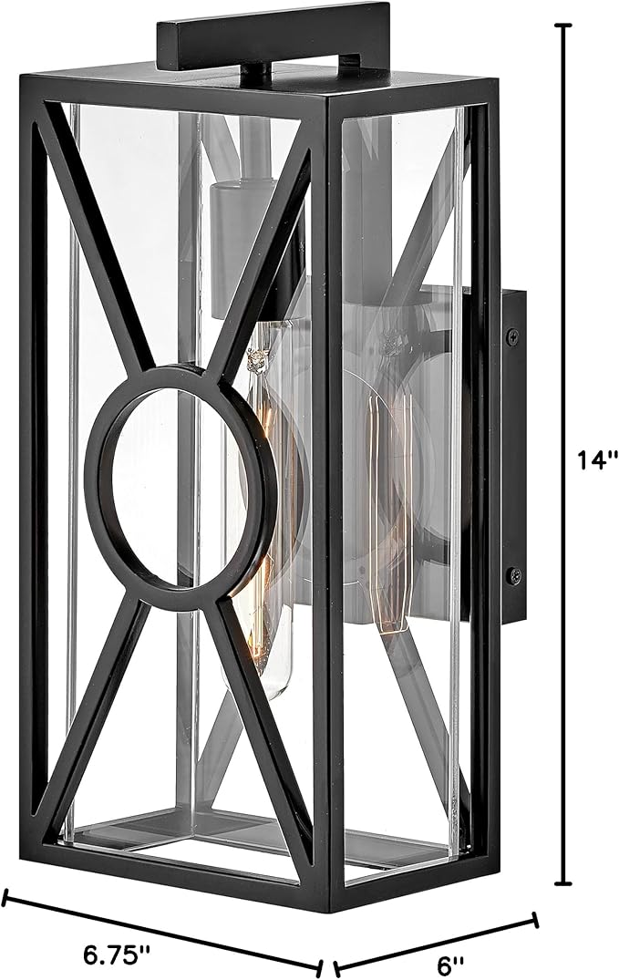 Hinkley Brixton Medium Wall Mount Outdoor Lantern - Rust & Corrosion Resistant, Clear Mitered