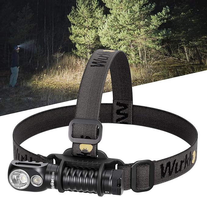 Wurkkos HD20 Rechargeable Headlamp Flashlight, Spotlight&Floodlight 90CRI 5000K Rechargeable