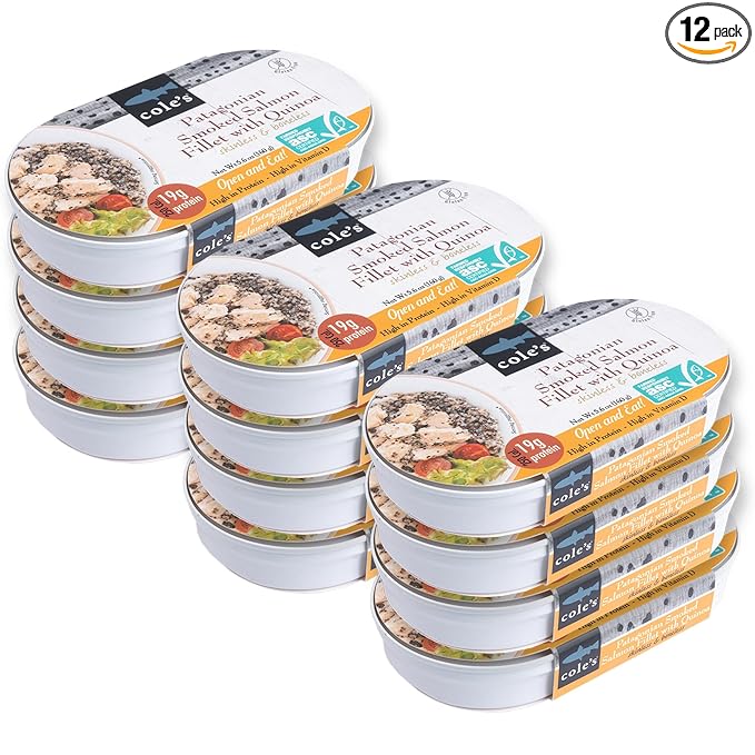 COLE’S - Patagonian Smoked Salmon Fillet with Quinoa| Ready to Eat Meal | 5.6 oz Hand-Packed Canned