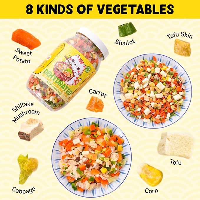 Ramen Toppings Mix Dehydrated Vegetables - Freeze-Dried Tofu & Vegetables, 100% Natural Vegetable