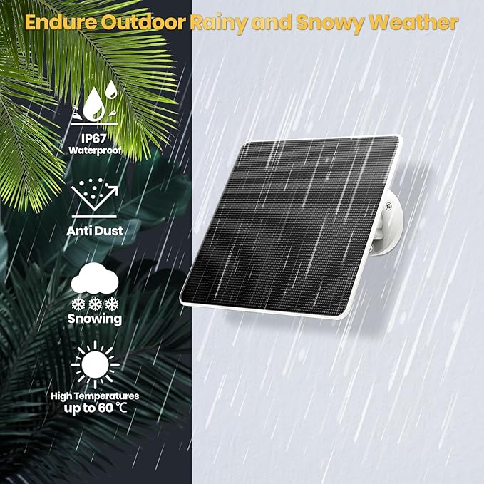 FlexSolar 2 Pack 6W Solar Panel for Security Camera Outdoor, 5V USB Solar Charger Compatible with