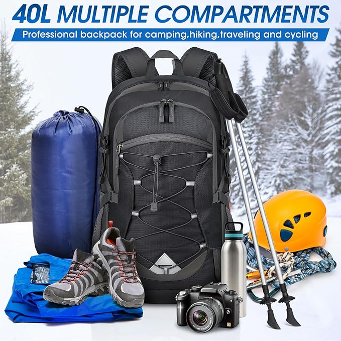 IGOLUMON Hiking Backpack 40L Packable Lightweight Camping Backpack Men Women Waterproof Hiking