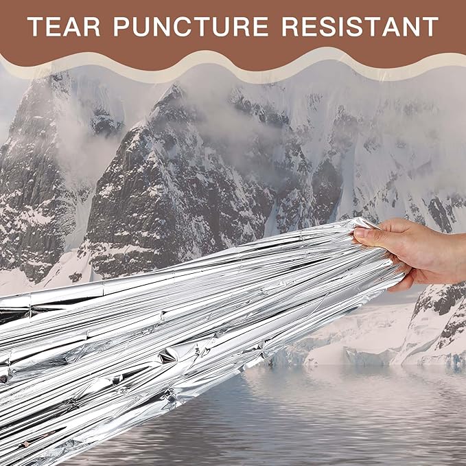 Kanayu 100 Pack Emergency Thermal Blankets Bulk 64 x 84 Disposable Foil Space Blankets for Survival