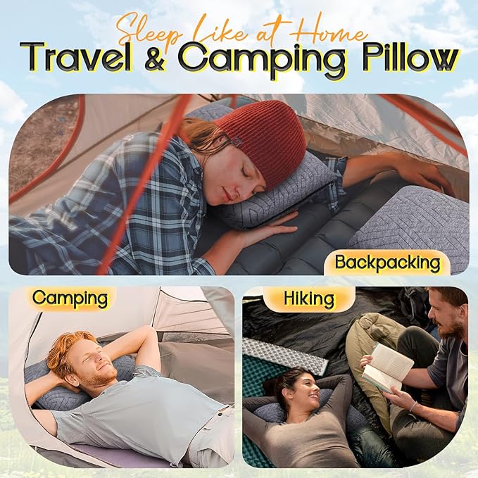 Travel Pillow for Sleeping Camping, Memory Foam Small Pillow with Breathable Cover for Backpacking