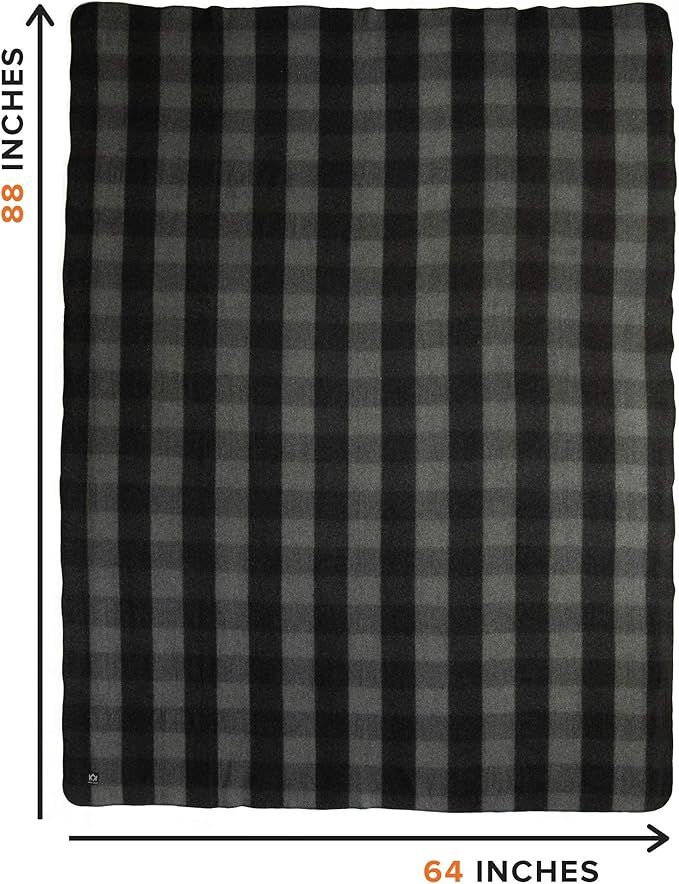 Arcturus Plaid Wool Blankets - 4.5lbs Warm, Heavy, Washable, Large | Great for Camping, Outdoors