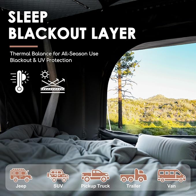 Hardshell Rooftop Tent, Roof Top Tent for 2-3, with Aluminium Ladder, Skyview Window, Mattress, LED