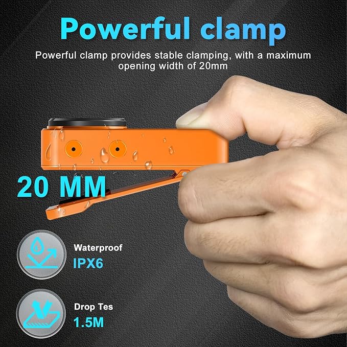 EDC Flashlight Clip-on Light, 530 Lumens Rechargeable with Type-C Charging, Combines Floodlight