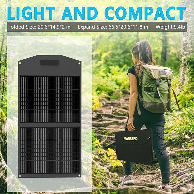 MARBERO 100W Portable Solar Panel 100 Watt Foldable Solar Panel for Power Station with USB & DC 18V
