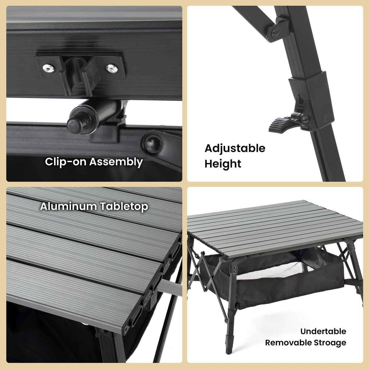 ARROWHEAD OUTDOOR 39 in Aluminum Folding Camp Roll Up Table, Camping