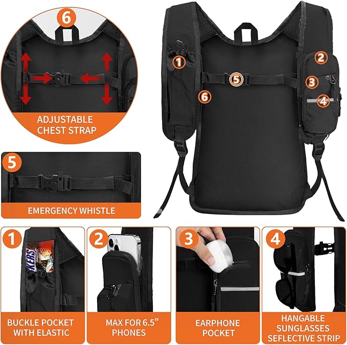 Seektop Small Hiking Backpack 12L to 15L Expandable Travel Packable Waterproof Daypack Lightweight
