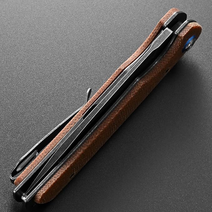 Eafengrow EF973 Folding Knife, D2 Steel Blade Micarta Handle Scale Pocket Knife Folder for Working