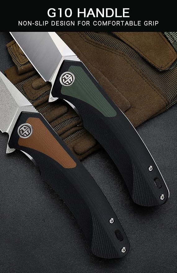 Petrified fish PF838 3.74" D2 steel folding knife outdoor tactical pocket knives G10 handle camping