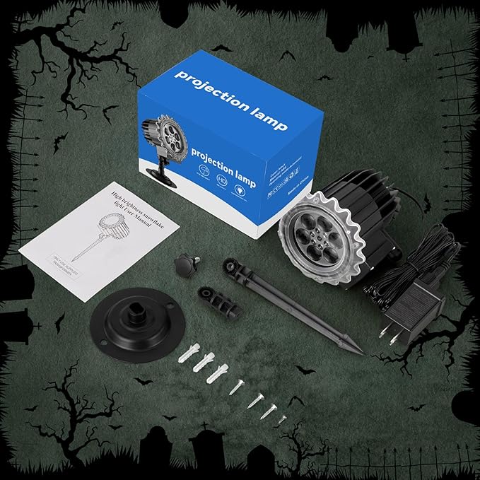 Halloween Projector Lights Outdoor - LED Rotating Skull & Ghost Projection Light, Waterproof