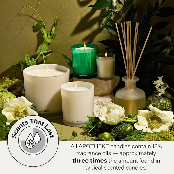 Apotheke 3-Wick Scented Candles for Home, Verdant Garden - 26 oz Soy Wax Jar Candle Gift for Women
