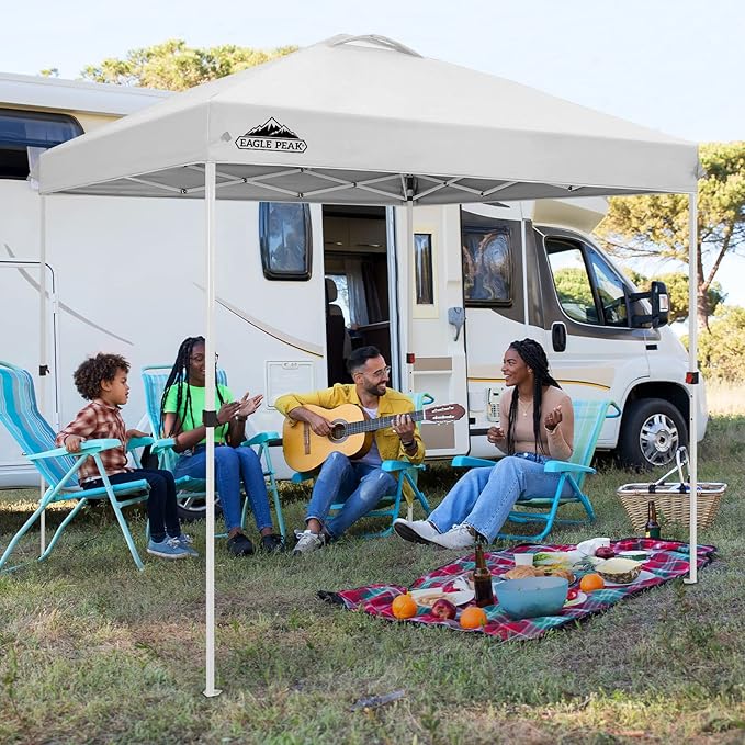 EAGLE PEAK Pop Up Canopy Tent with Wheeled Carry Bag, 8 Stakes, 4 Ropes, Easy Set Up Tent Canopy