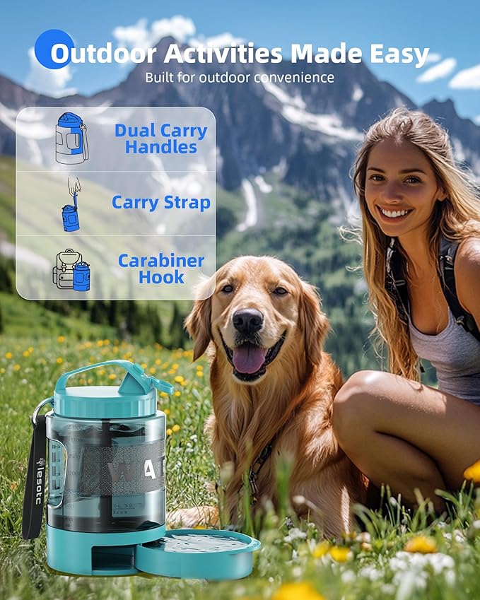 lesotc Dog Travel Water Bottle Portable with Pull-Out Drinking Bowl,77oz Large Travel Water Bowl