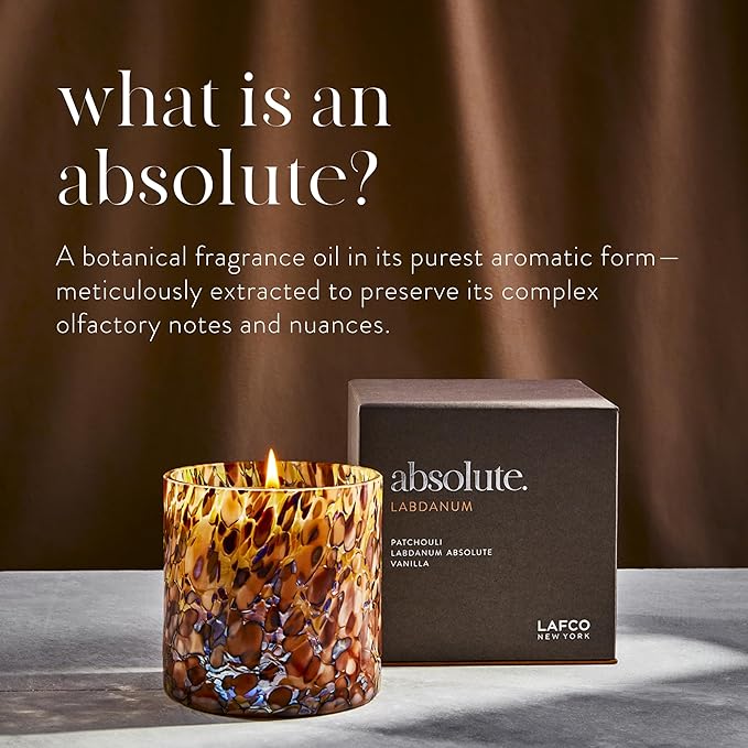 LAFCO New York Signature Candle, Labdanum - 15.5 oz - 90-Hour Burn Time - Reusable, Hand Blown