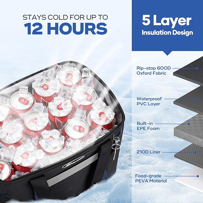 Maelstrom Collapsible Soft Cooler Bag, 24/30/60/75 Cans Beach Cooler, Ice Chest, Leakproof &