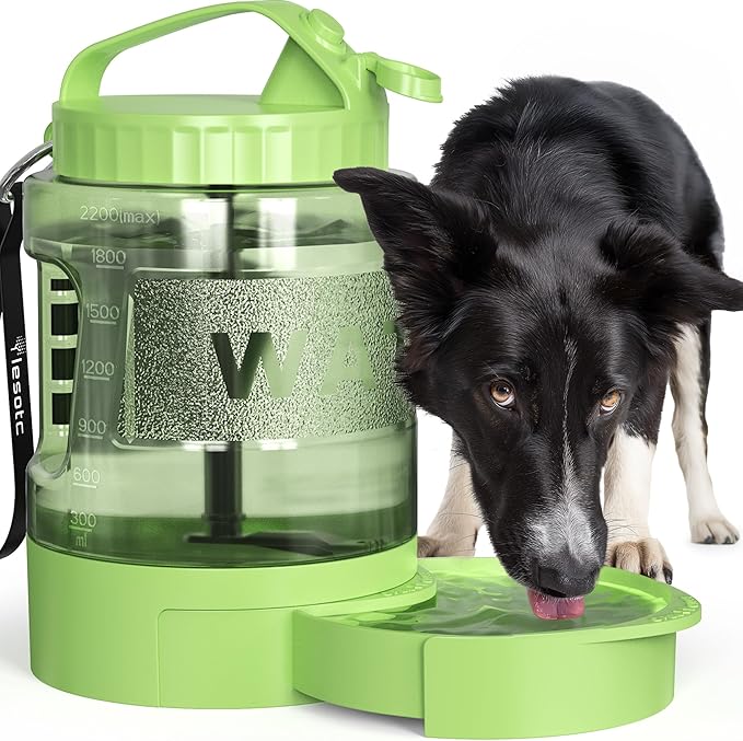 Portable Dog Travel Water Bottle - 77oz Large Travel Water Bowl for Dogs Camping Hiking Beach