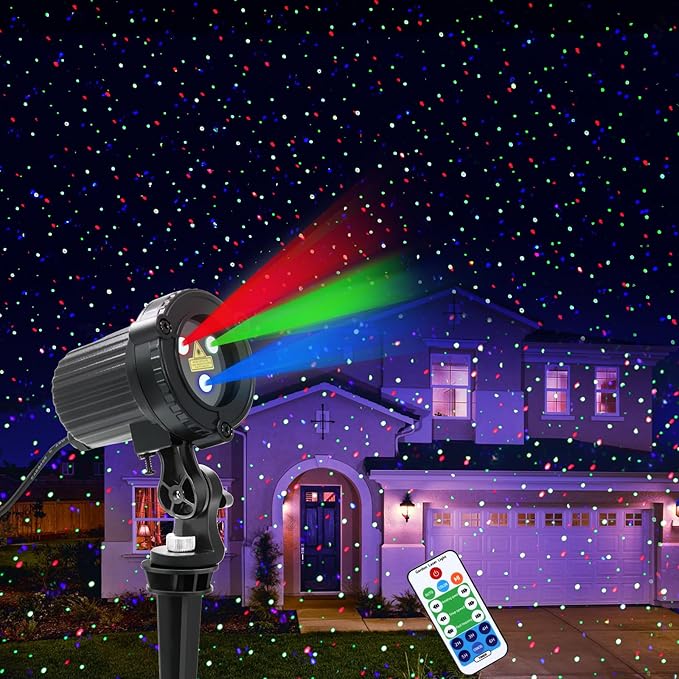 Christmas Laser Lights, Outdoor Garden Laser Lights Projector with Moving RGB Waterproof for