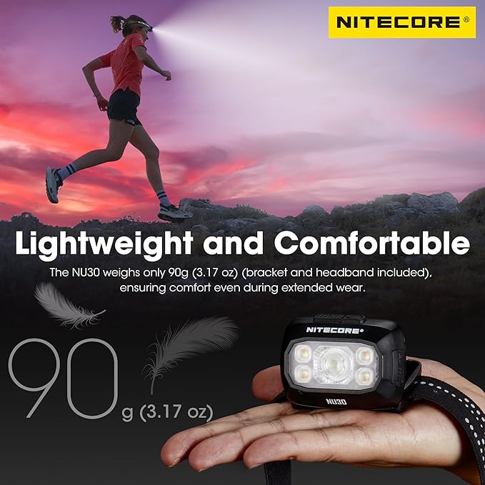 Nitecore NU30 500 Lumen Triple Output Lightweight Outdoor Headlamp USB-C Rechargeable Headlight Tag