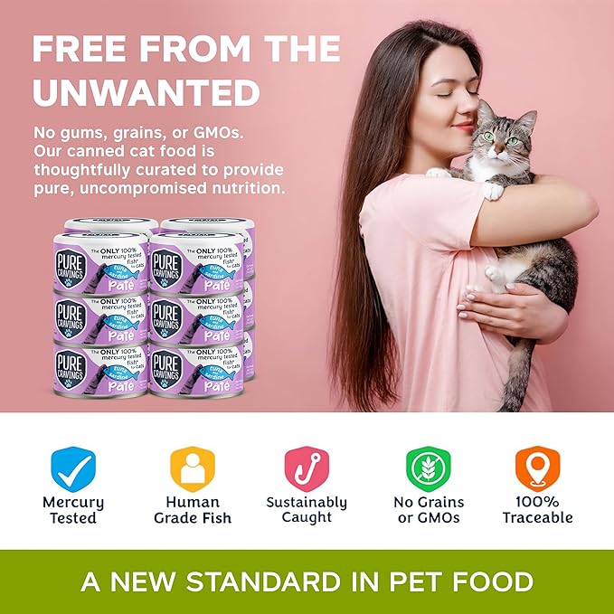 Pure Cravings Tuna and Sardine Pate, Canned Wet Cat Food, 100% Mercury-Tested, Moist Can Fish