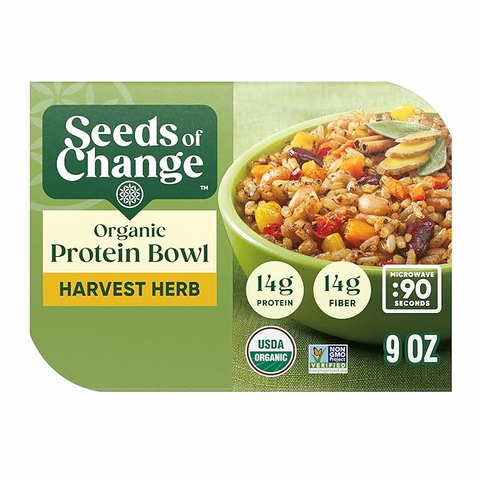 SEEDS OF CHANGE Organic Protein Bowl Harvest Herb, Prepared Entrée, Microwave in 90 Seconds, 9 oz