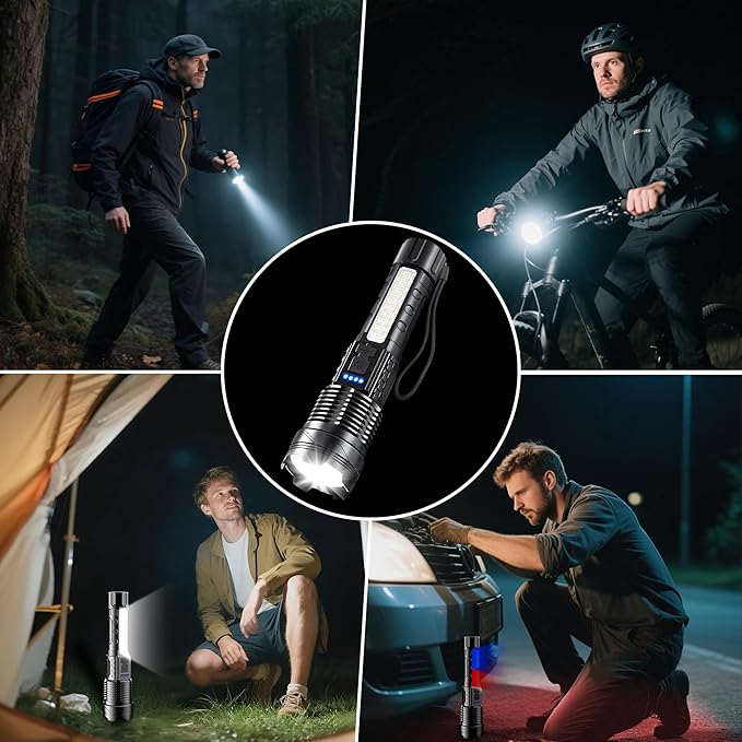 4Pack Rechargeable Flashlights, 7Mode Flashlights High Lumens, Super Bright LED Flashlight