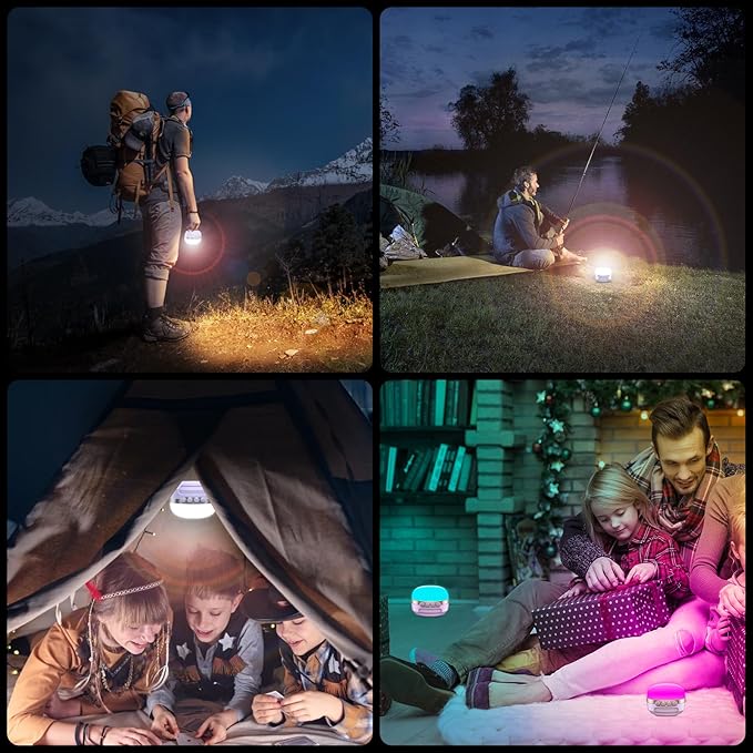 LED Camping Lantern Rechargeable 1400LM, Up to 420H Running Time Camping Tent RGB Light, 10400mAh