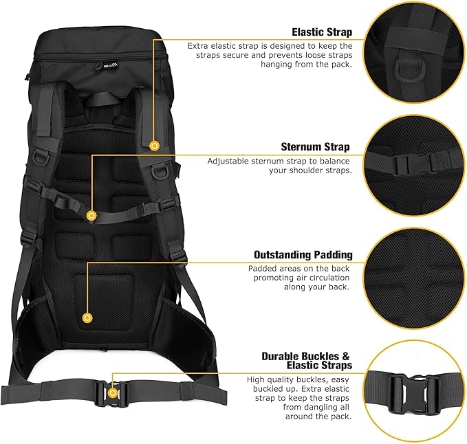 Mardingtop 50L Hiking Backpack,Backpacking Backpack with Rain Cover for