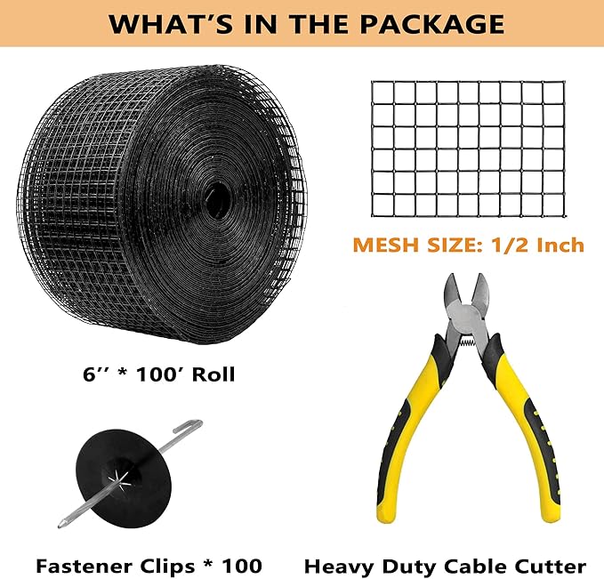 PROLEE 6 Inch X 100FT Solar Panel Bird Guard, Anti-Rust Critter Guard with 100 Fastener Clips