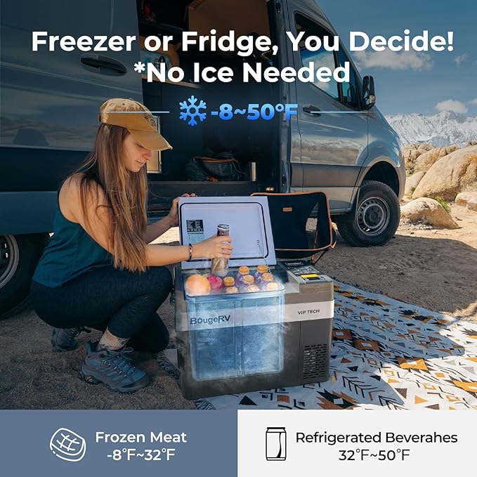 BougeRV 12V 30 Quart Refrigerator, CRPRO VIP, Compressor Electric Cooler with 12V/24 DC, 110-240 AC