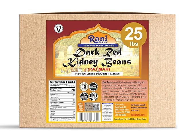 Rani Red Kidney Beans, Dark 400oz (25lbs) 11.36kg Bulk Box ~ All Natural | Vegan | Gluten Friendly