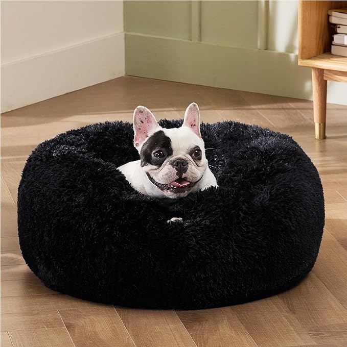 Bedsure Calming Dog Bed for Small Dogs - Donut Washable Small Pet Bed, 23 inches Anti-Slip Round