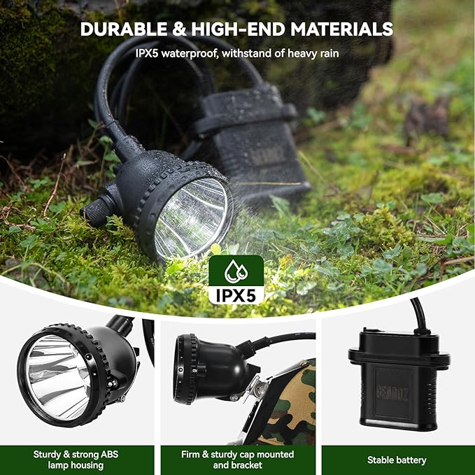 10W LED Coon Hunting Lights for Predator Coyote Hog, 55000 LUX Super Bright Hunting Headlamp